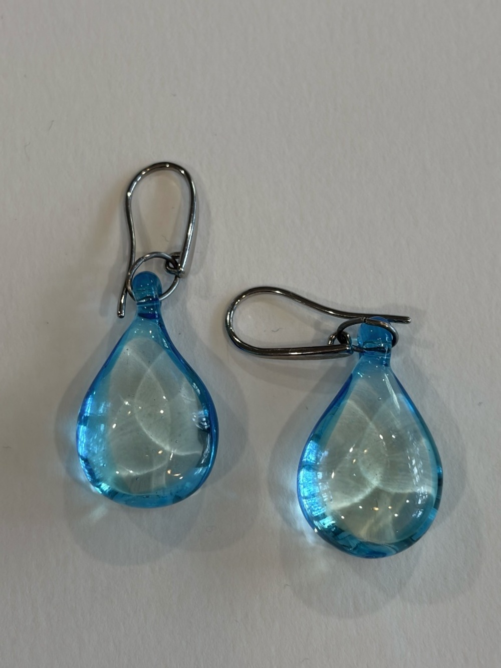 Murano Glass Blue Teardrop Earrings Capri Italy Artisan Italian Jewelry